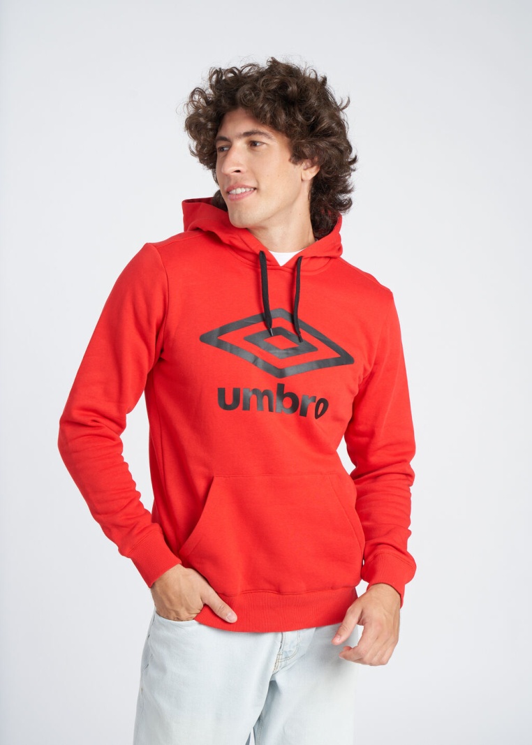 UMBRO WARDROBE FW LARGE LOGO HOODIE Red / Black / Black