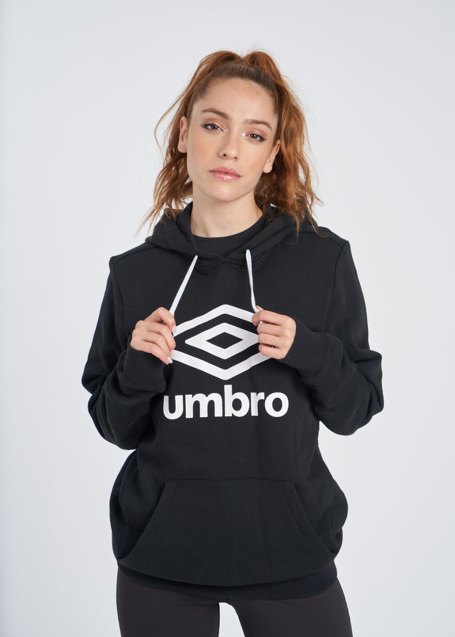 UMBRO WARDROBE FW LARGE LOGO HOODIE Black / White / White