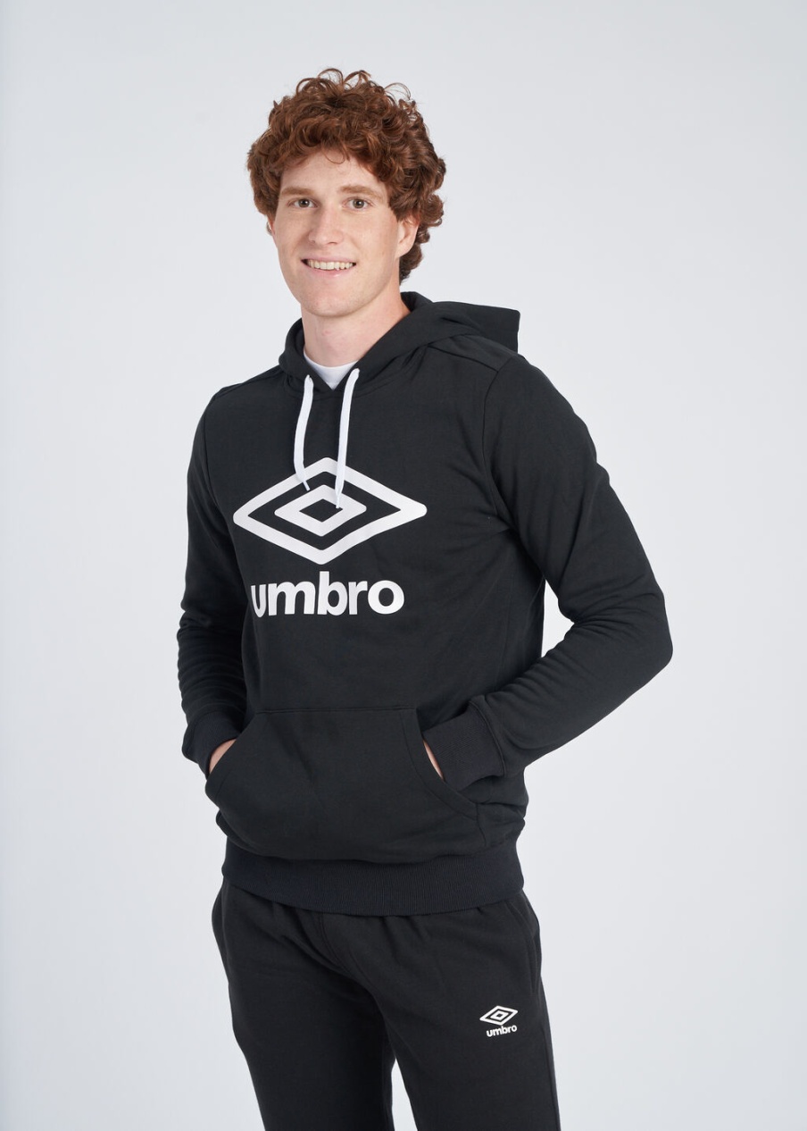 UMBRO WARDROBE FW LARGE LOGO HOODIE Black / White / White