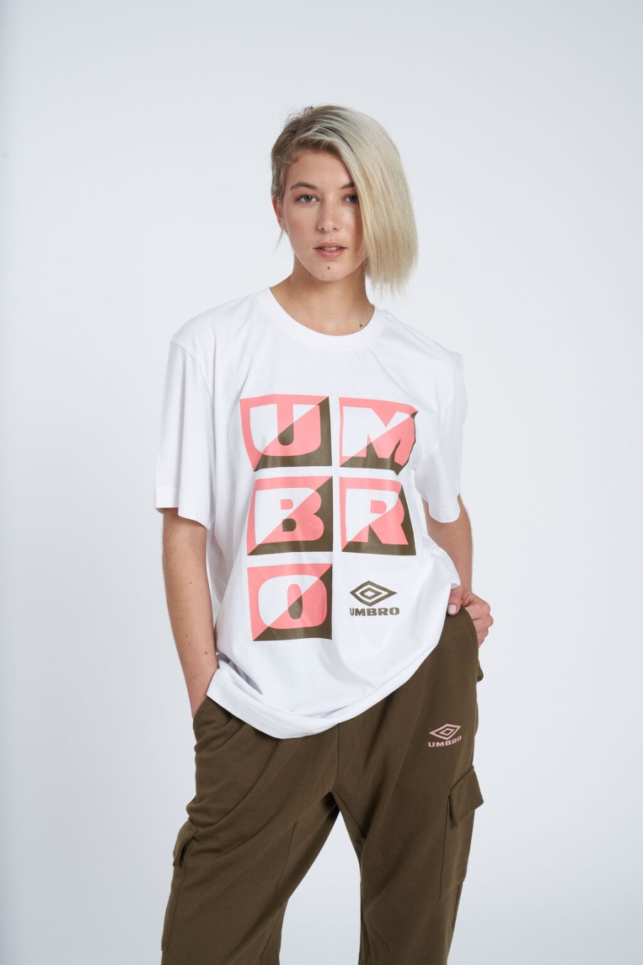 Umbro Zuma Graphic T-shirt White / Pink / Dark Olive