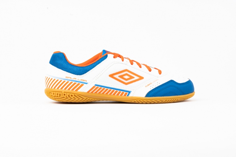 Umbro Sala Liga II Indoor Soccer Shoe White / Blue / Orange