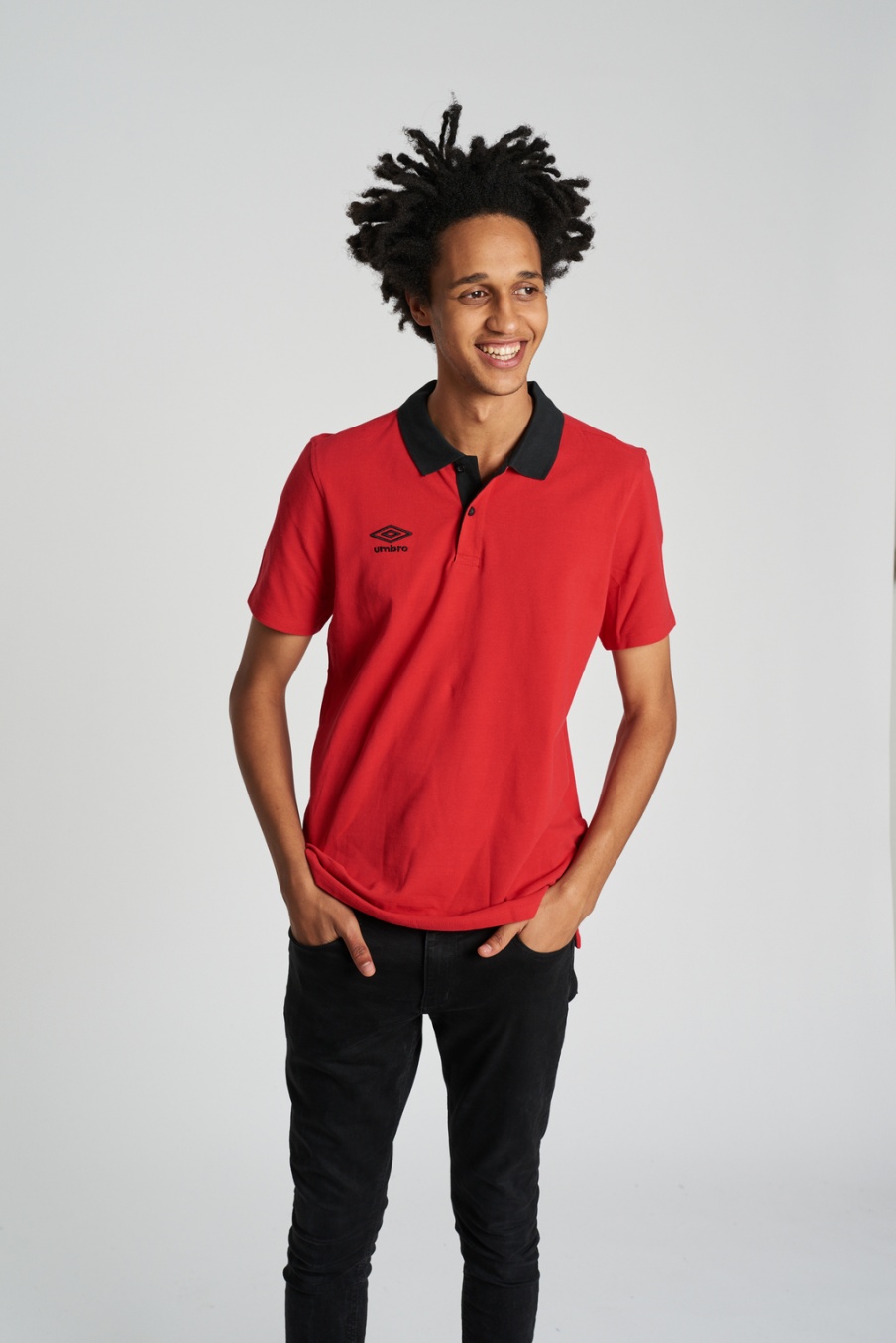 Umbro Contrast Pique Polo Red / Black