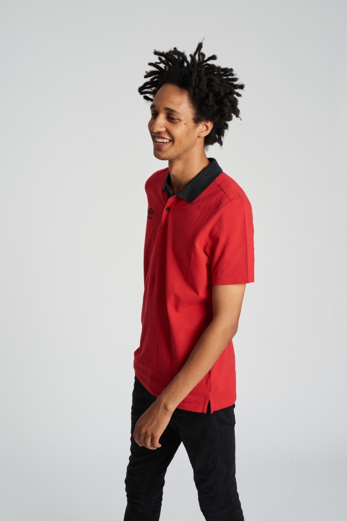 Umbro Contrast Pique Polo Red / Black