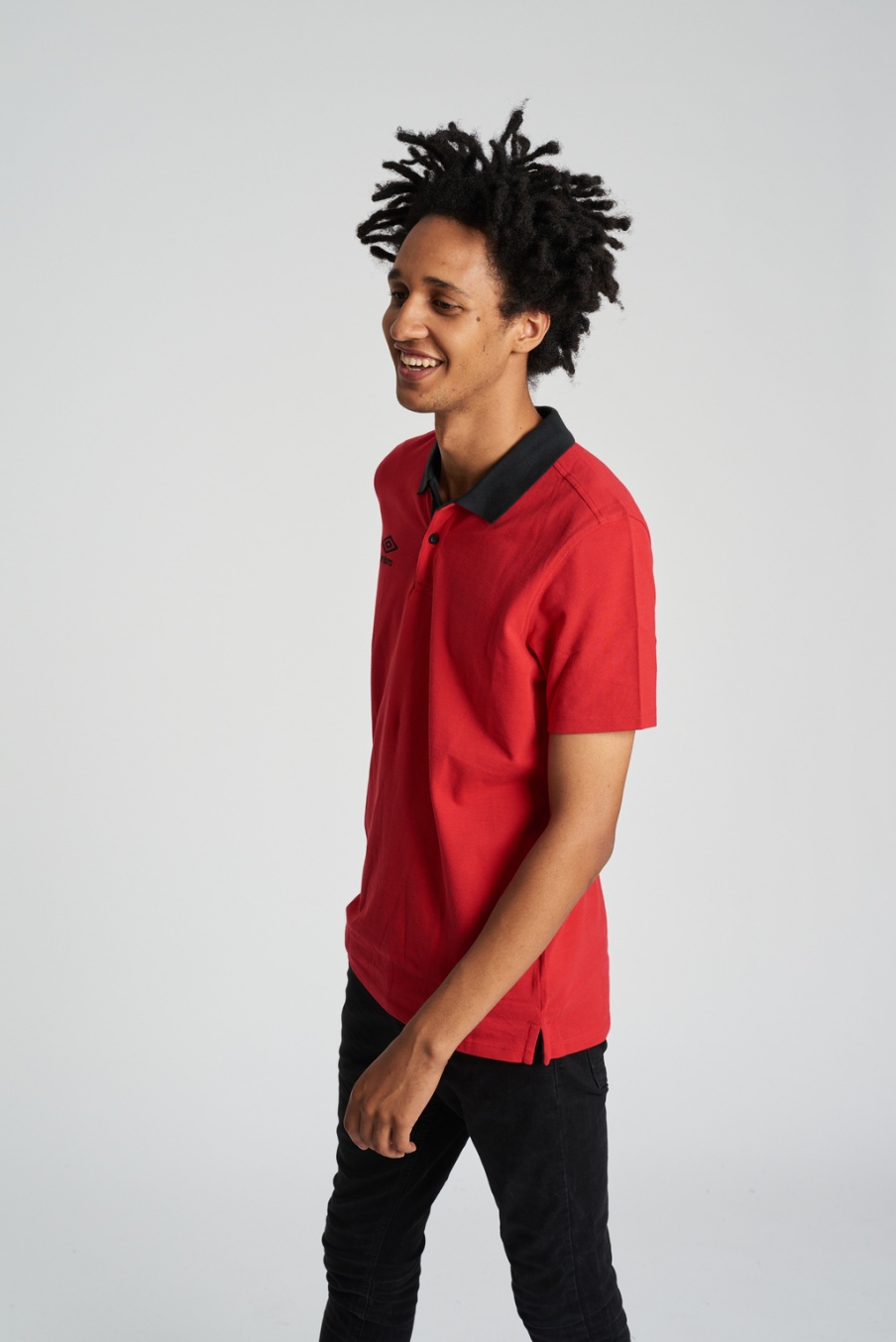 Umbro Contrast Pique Polo Red / Black