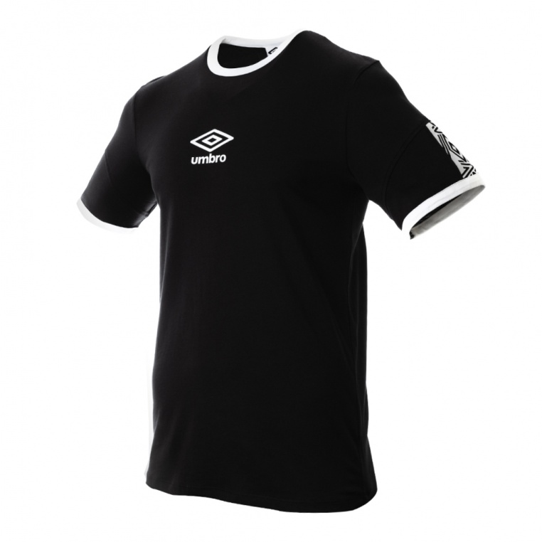Umbro Ringer Taped Logo T-Shirt Schwarz / Weiß