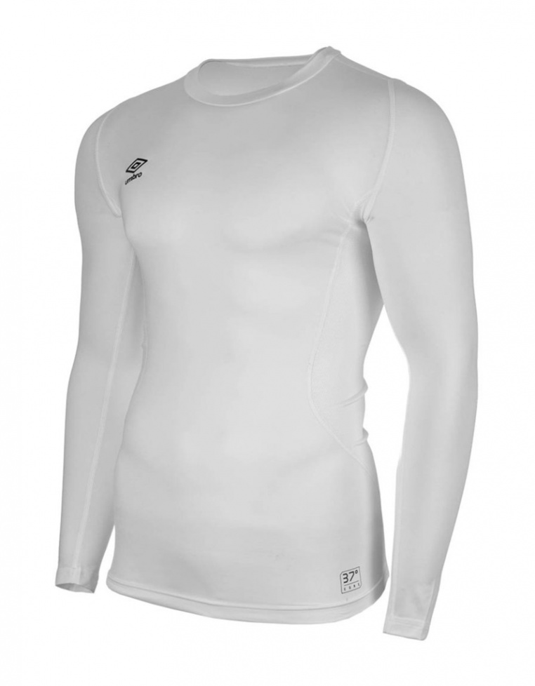 Core Crew Camisa esportiva branca de manga comprida térmica