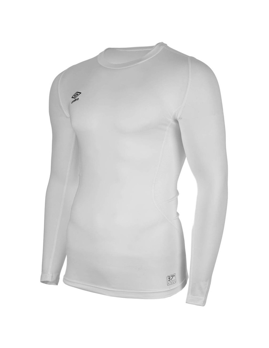 Core Crew Camisa esportiva branca de manga comprida térmica