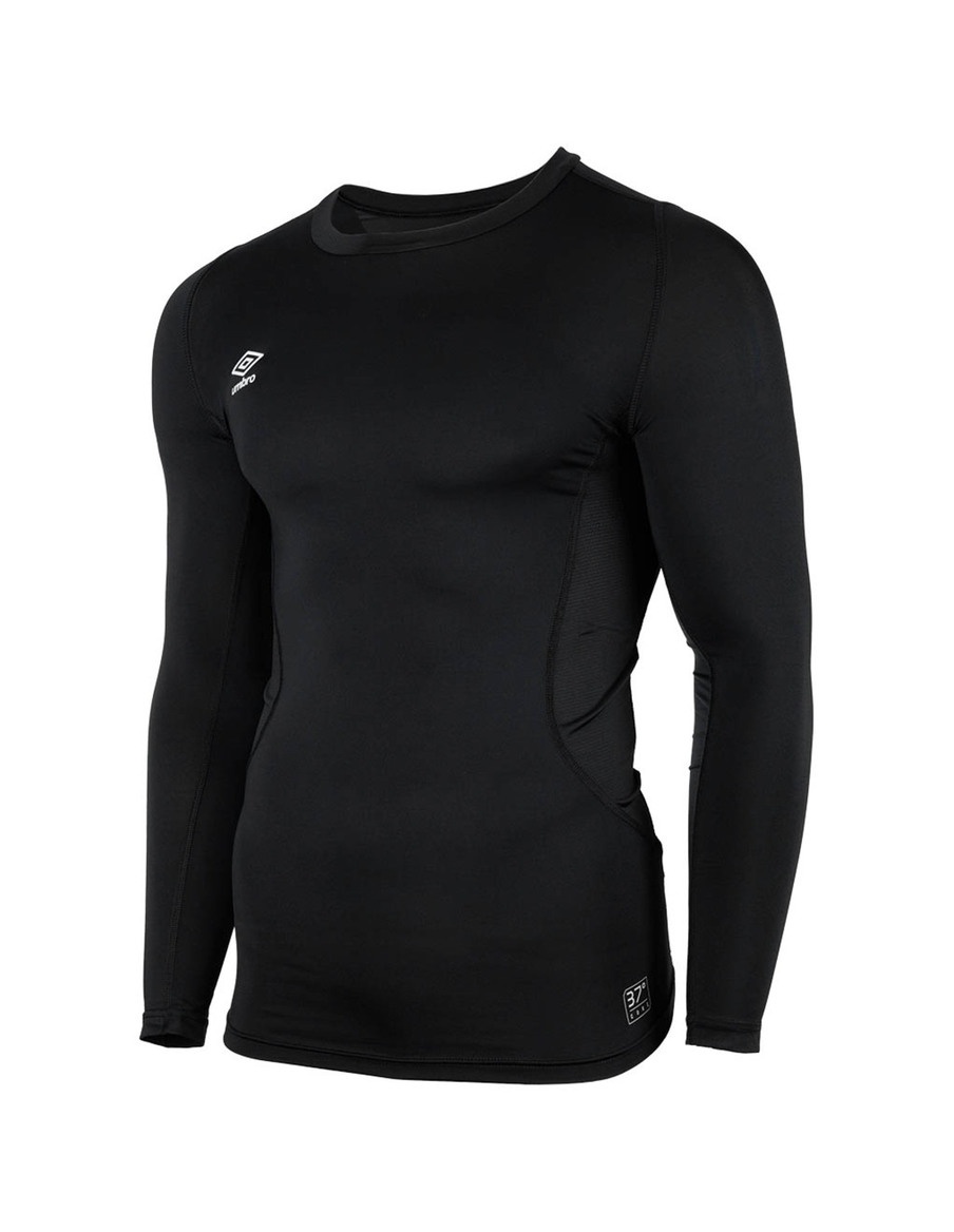 Core Crew Camisa esportiva térmica preta de manga comprida