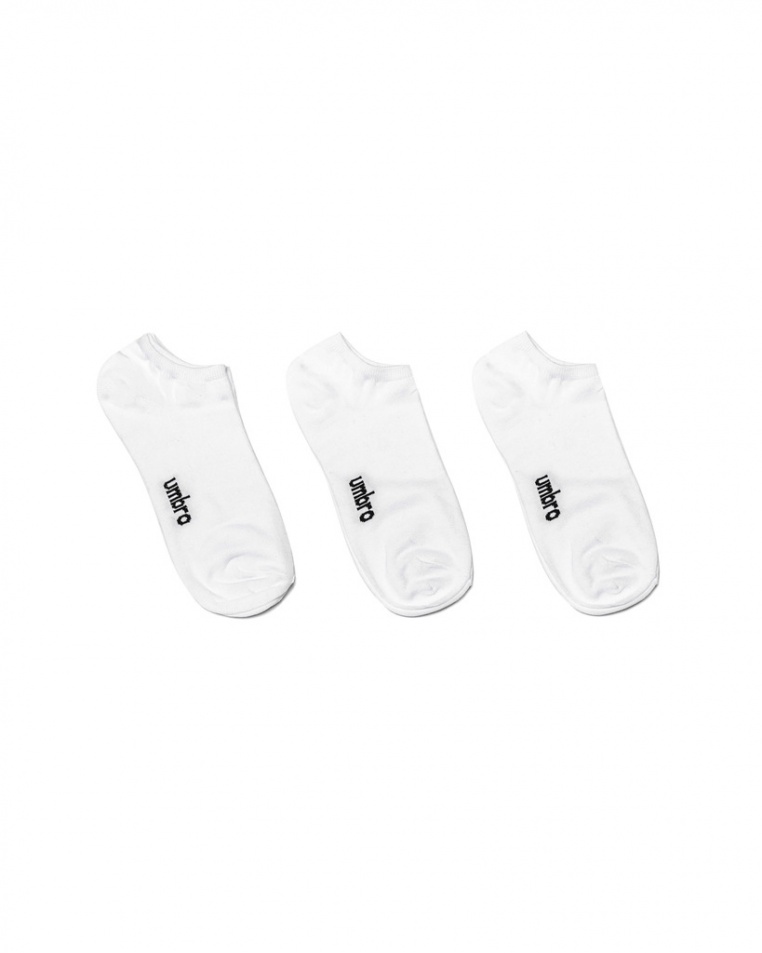 3 PACK Umbro Snicker Mermerized Invisible White Socks