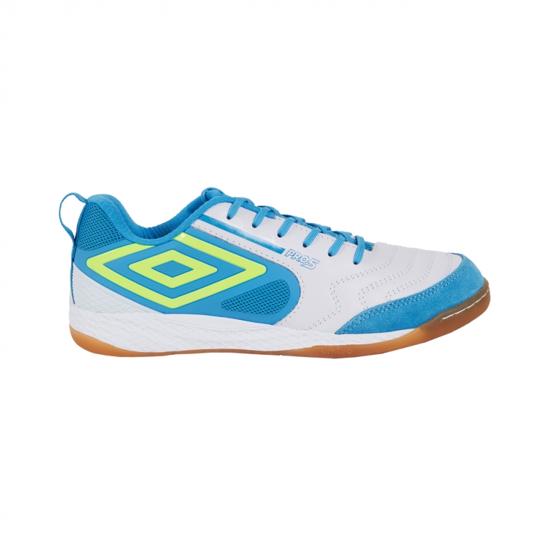 UMBRO PRO 5 BUMP WHITE / SAFETY YELLOW / MALIBU BLUE FOOTBALL BOOT
