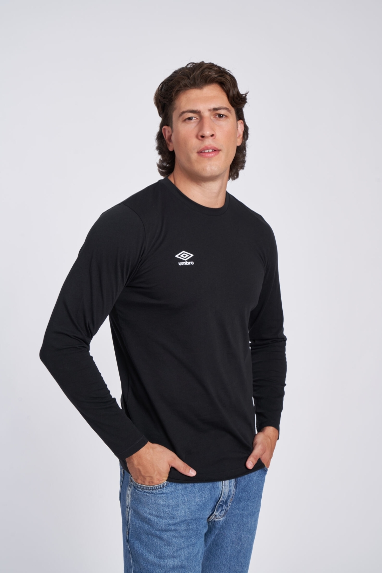 UMBRO FW SMALL LOGO LS TEE BLACK T-SHIRT