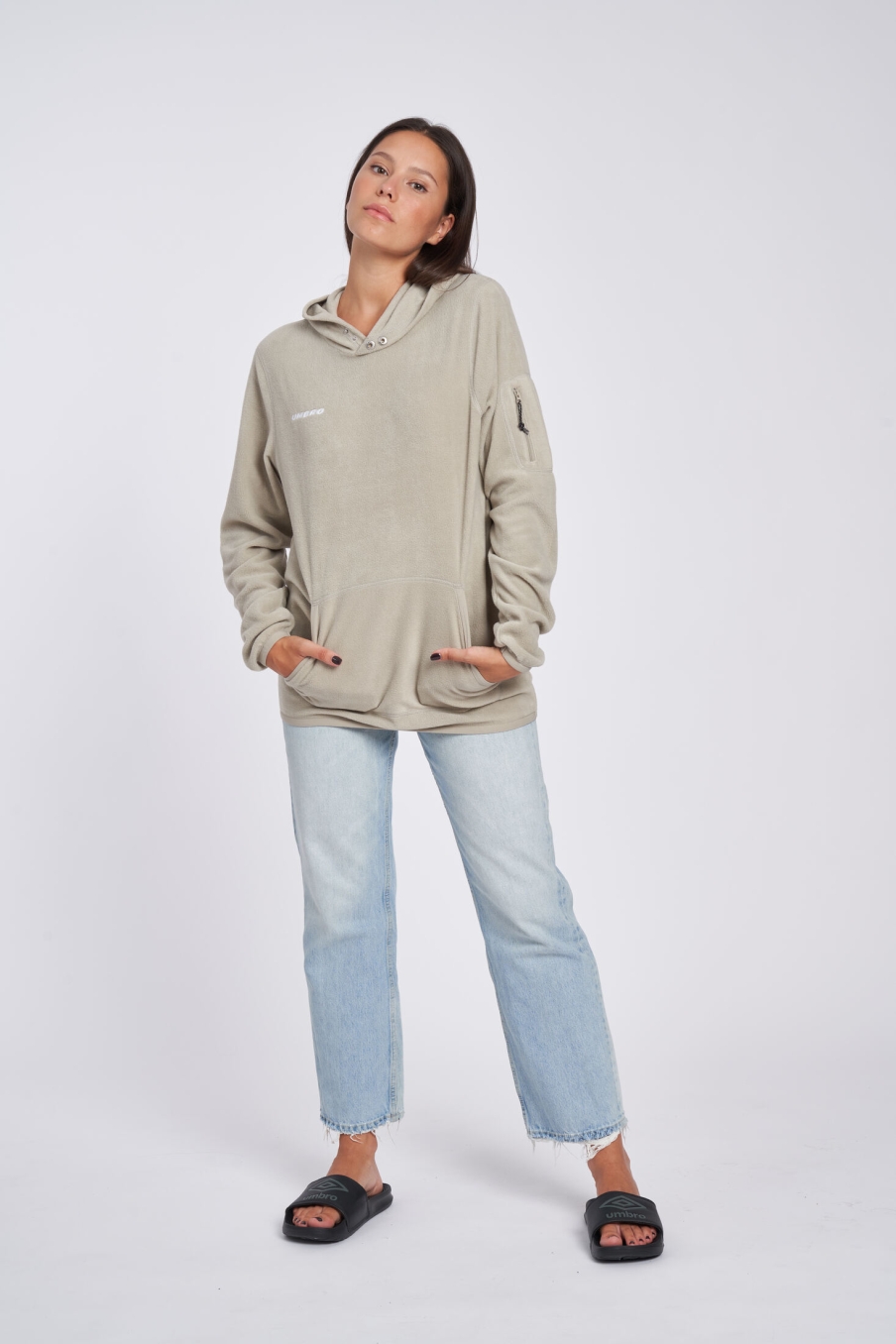 UMBRO FLEECE HOODIE BEIGE FLEECE SWEATSHIRT