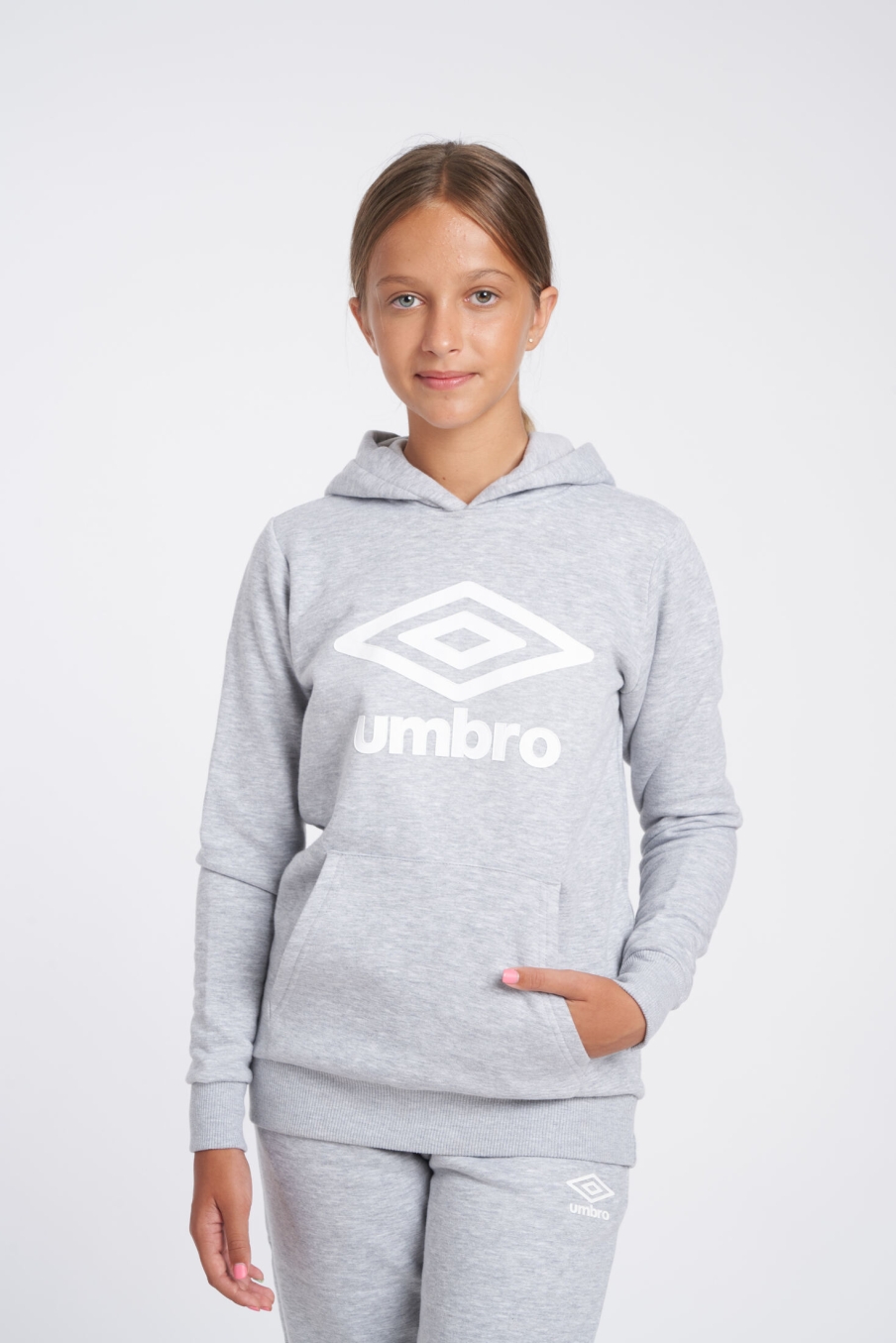 Umbro Wardrobe Hoodie Large Logo Junior Gray / White