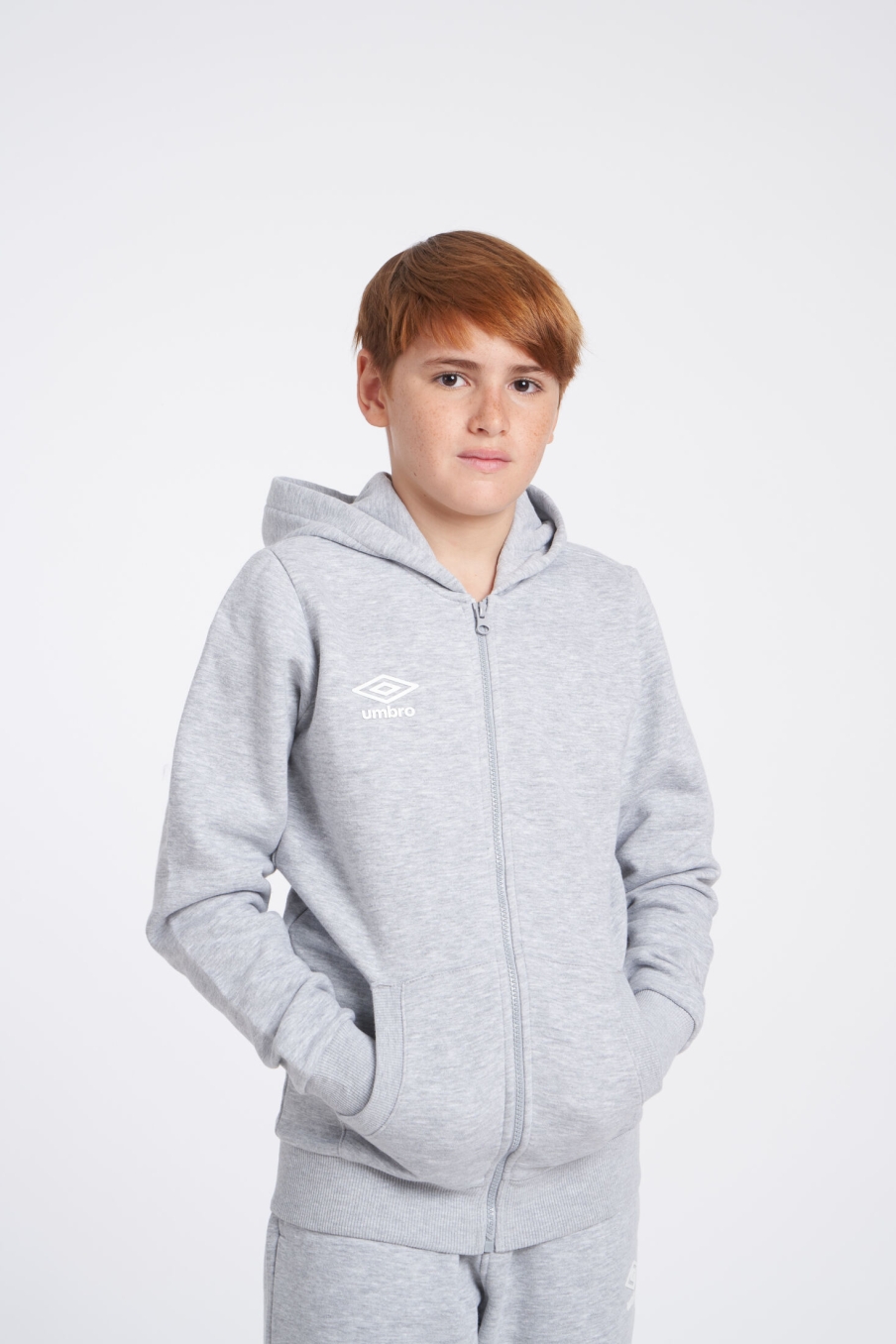 Umbro Wardrobe Zip Through Hoodie Small Logo Junior Gray Jacket