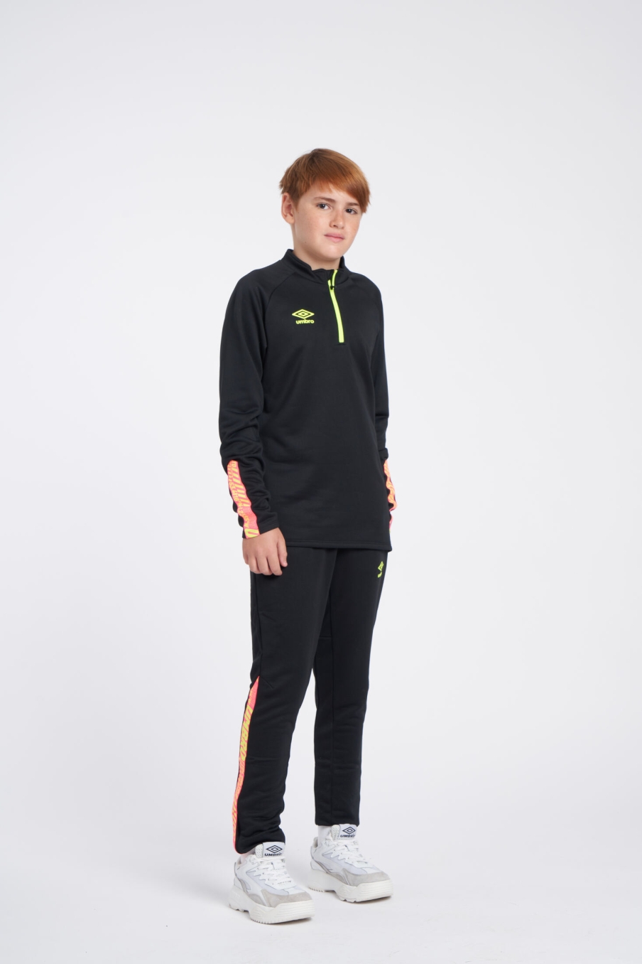 Sudadera Umbro Axis Half Zip - JUNIOR - Black / Safety Yellow / Knockout Pink
