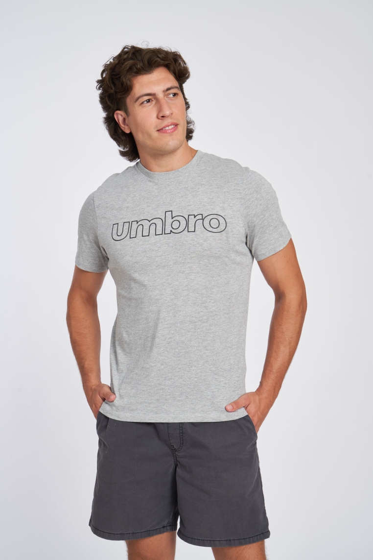 UMBRO FW LINEAR LOGO GRAPHIC TEEGREY MARL T-SHIRT