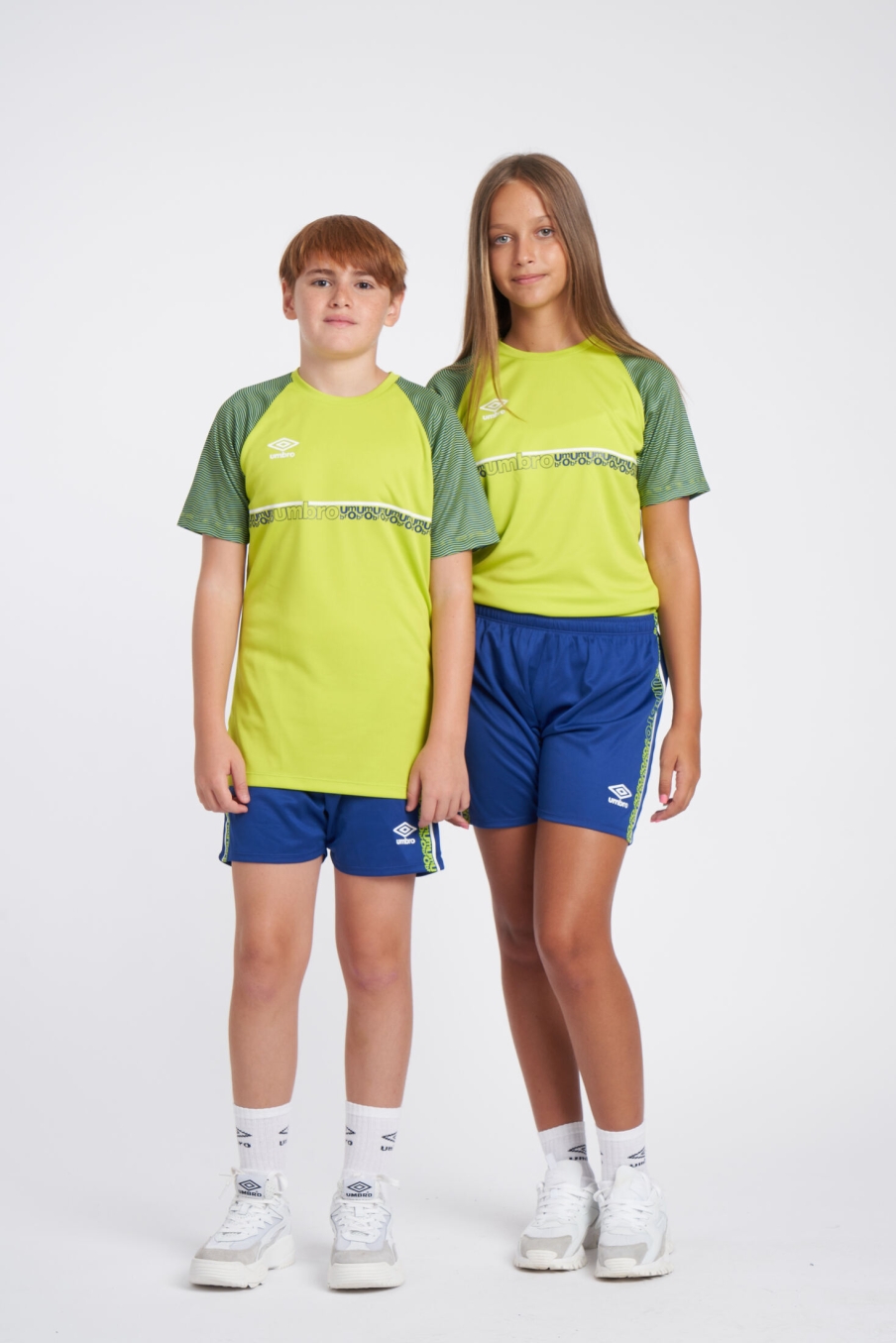 CAMISETA UMBRO SPIRITO JERSEY - JNRLIME PUNCH / BRANCO / AZUL SODALITE