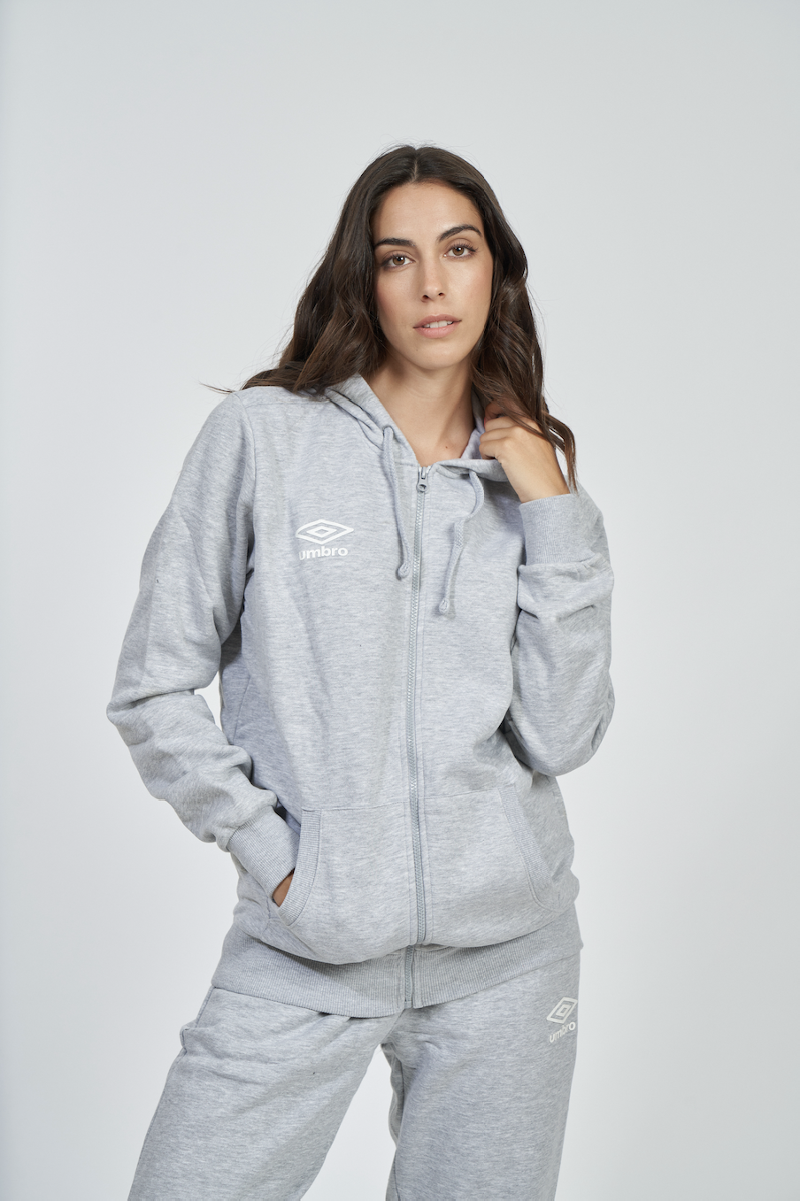 Umbro Wardrobe Zip Hoodie Jacket Small Logo Gray / White / Gray