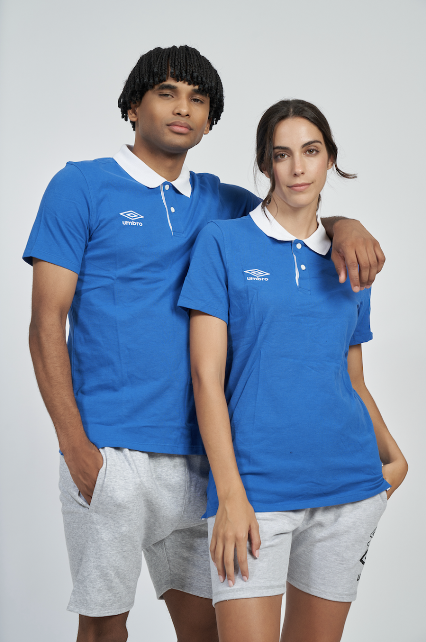 Polo Umbro Contraste Piqué Azul/Branco