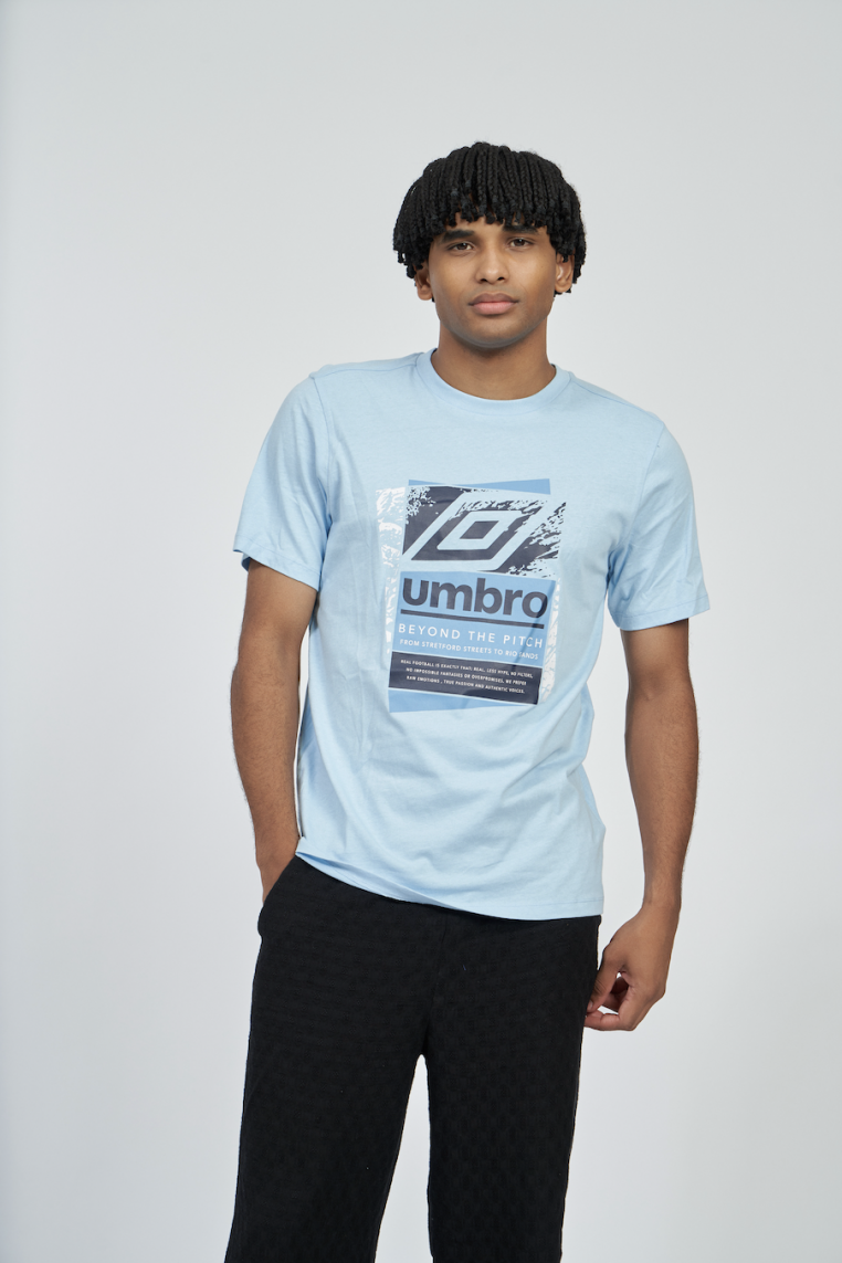 Umbro FW Layered Box Logo Graphic Tee Clear Sky T-Shirt