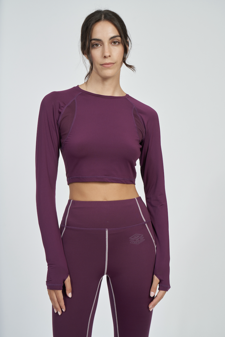 Camiseta Umbro Pro Training Cropped Ls Top - Womens Potent Purple / Mauve Shadows