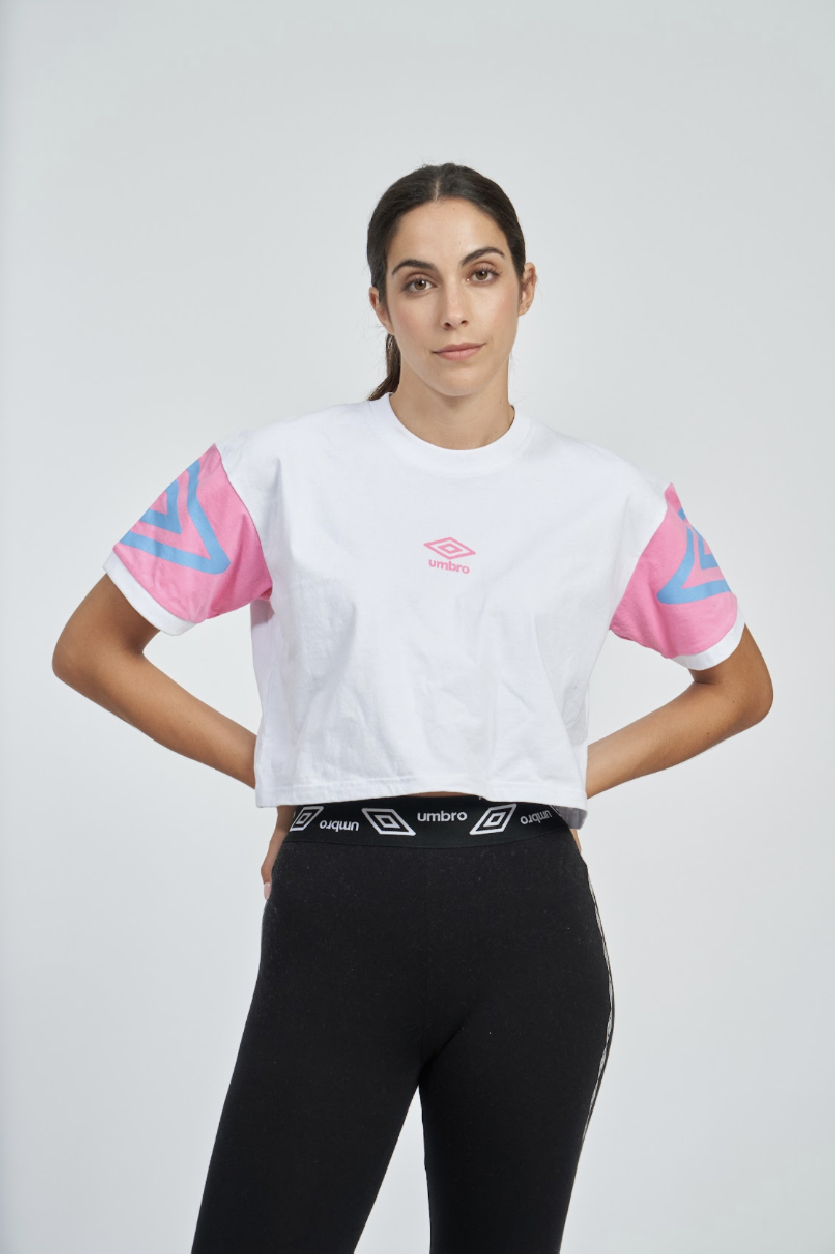 Camiseta Umbro Baintha Branca/Rosa/Céu