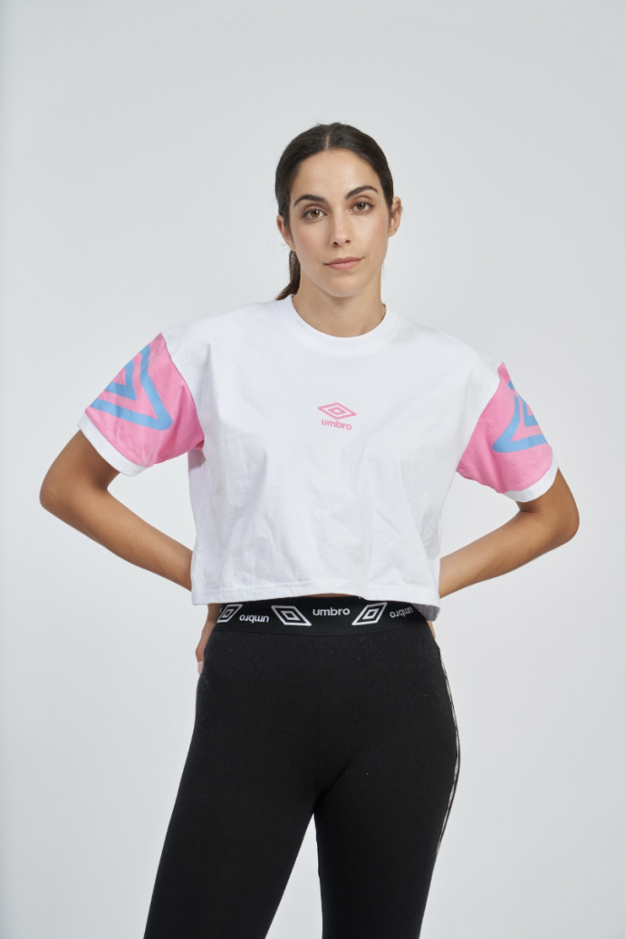 Camiseta Umbro Baintha Branca/Rosa/Céu