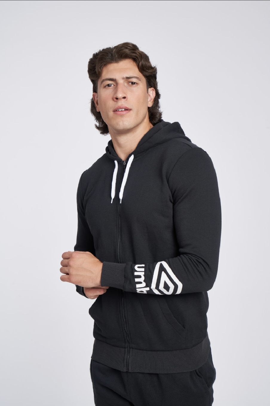 UMBRO FW TERRACE ZIP HOODIE BLACK/WHITE JACKET