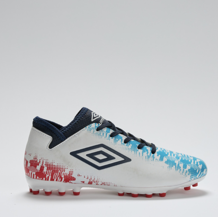 Bota de Fútbol Umbro Formation II AG - JUNIOR - White / Dark Navy / Vermillion / Atomic Blue