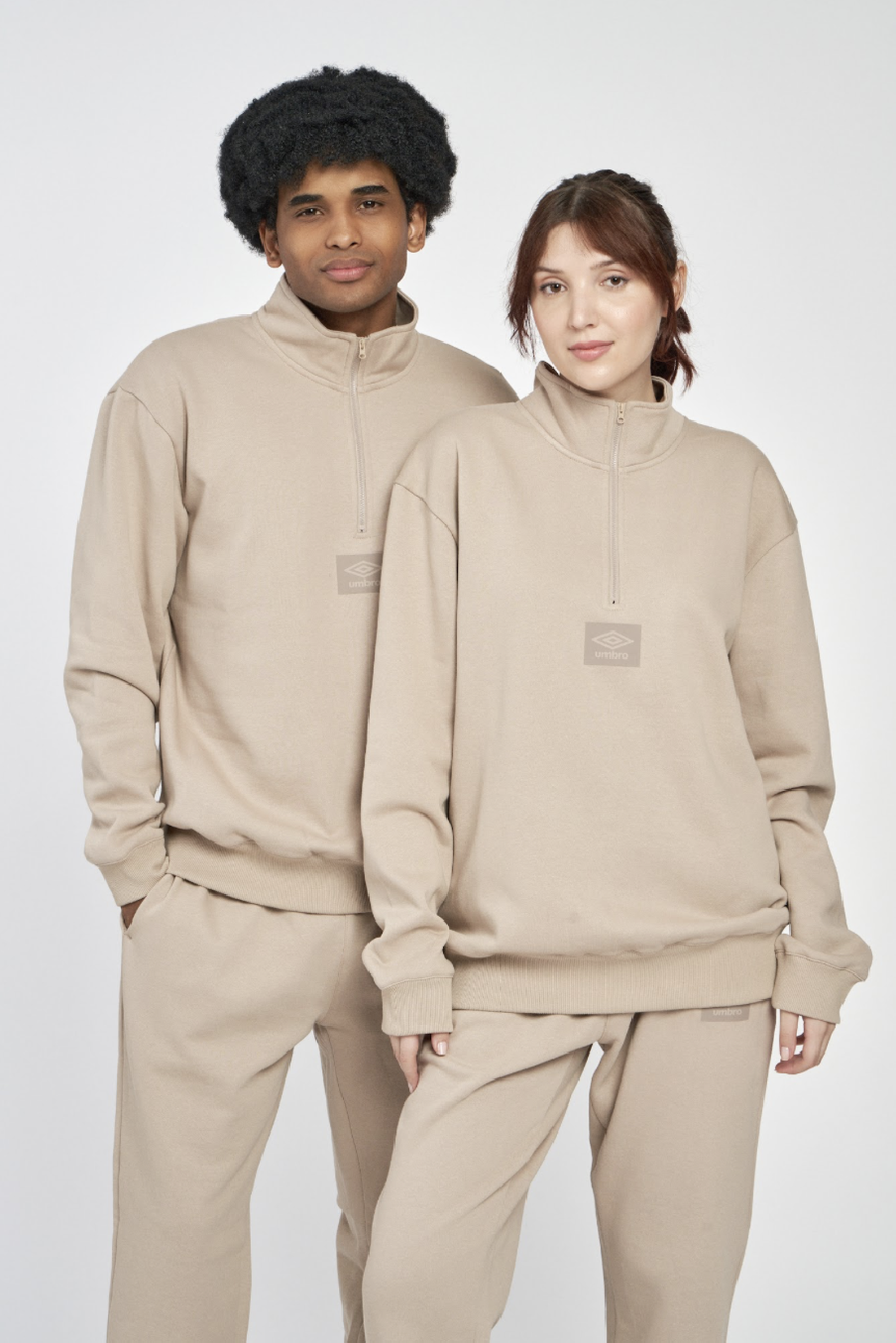 SUDADERA UMBRO RLXD ¼ ZIP FLEECE SIMPLY TAUPE