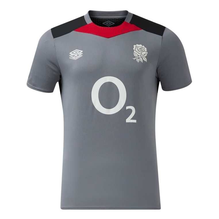 Camiseta Umbro England Rugby 24-25 Gym Tee (O2) Folkstone Gray / Black / Equestrian Red