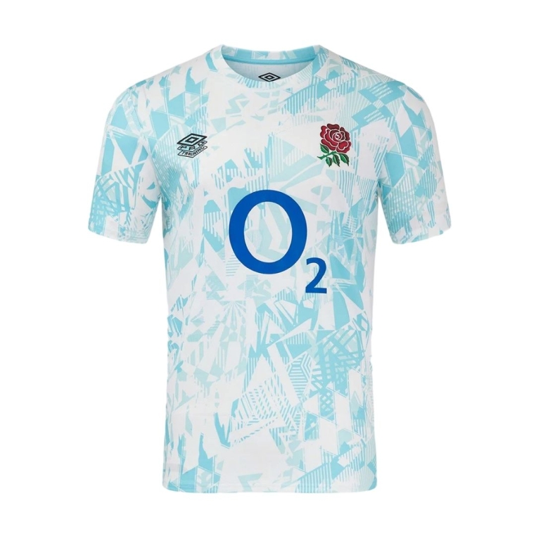 Camiseta Umbro England Rugby 24-25 Warm Up Jersey (O2) Brilliant White / Clearwater / Blue Topaz