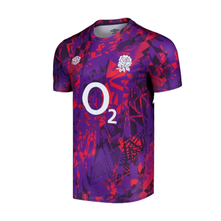 Camiseta Umbro England Rugby 24-25 Warm Up Jersey (O2) Prism Violet / Equestrian Red / Nightshade