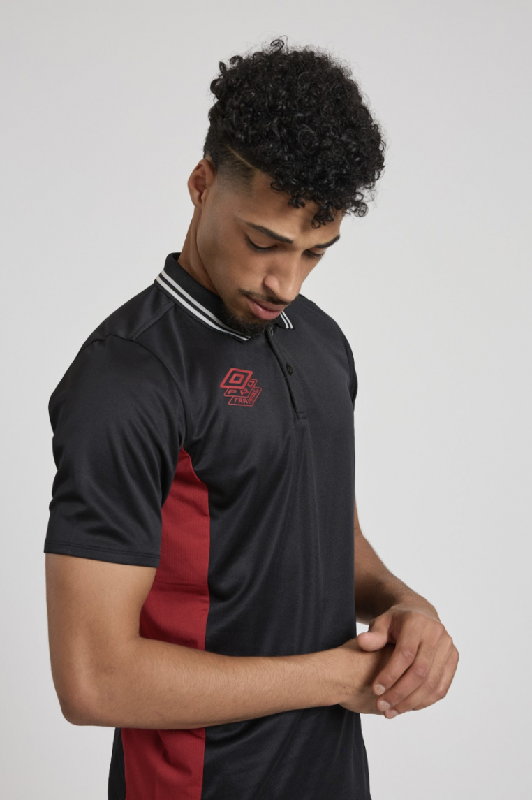 POLO PRO TRAINING ACTIVE POLO BLACK / RED DAHLIA