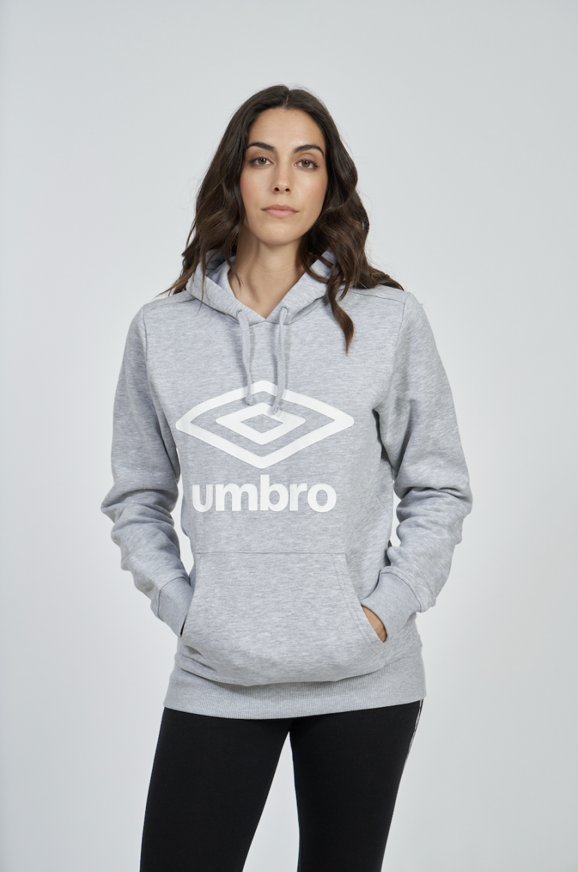Sudadera Umbro Wardrobe Fleece Large Logo Hoodie Grey Marl / White