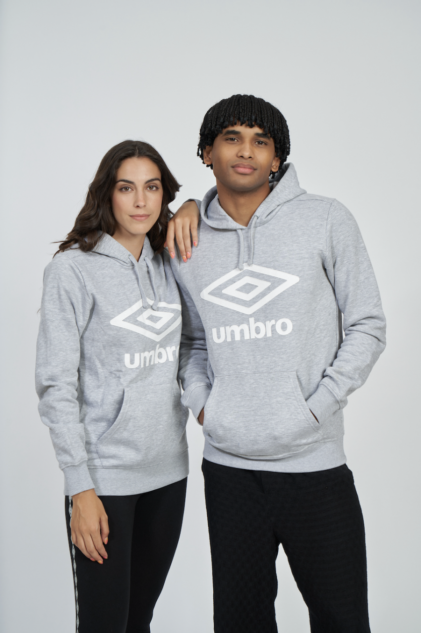 Sudadera Umbro Wardrobe Fleece Large Logo Hoodie Grey Marl / White