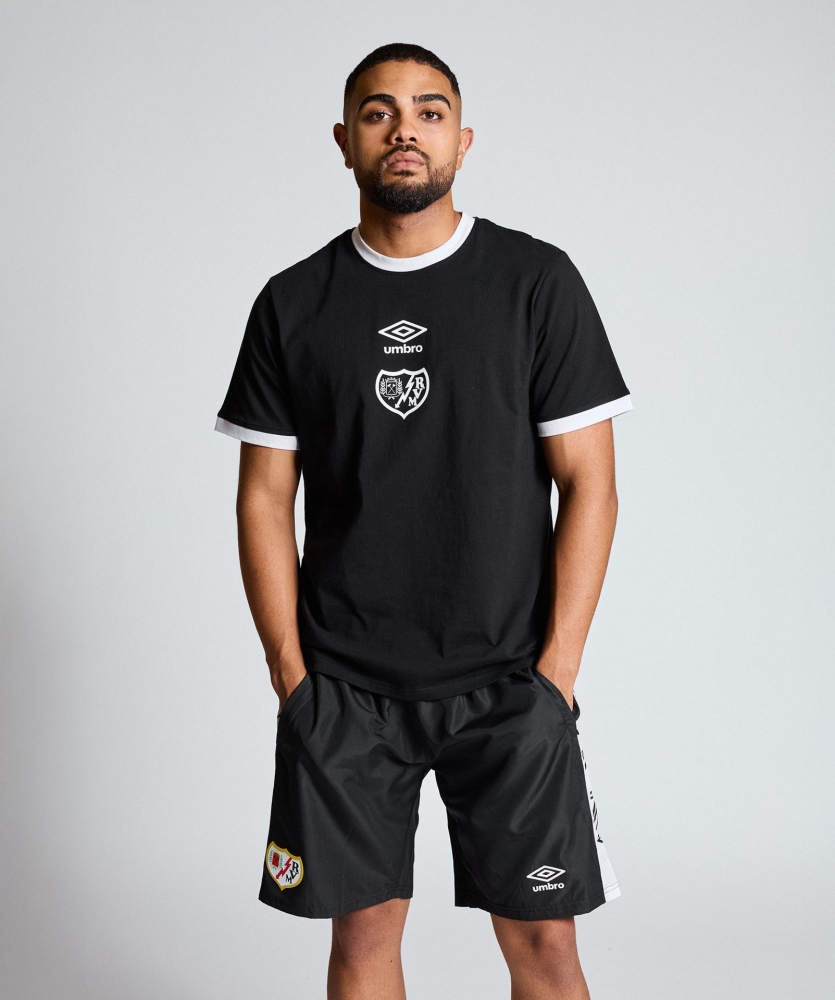 Camiseta Umbro Rayo Vallecan andando 25-26 jogador t-shirt preto / branco