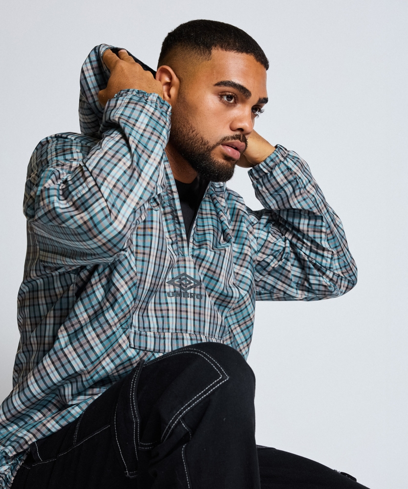 Umbro Jacket Checked Cagoule Gray / Blue Check