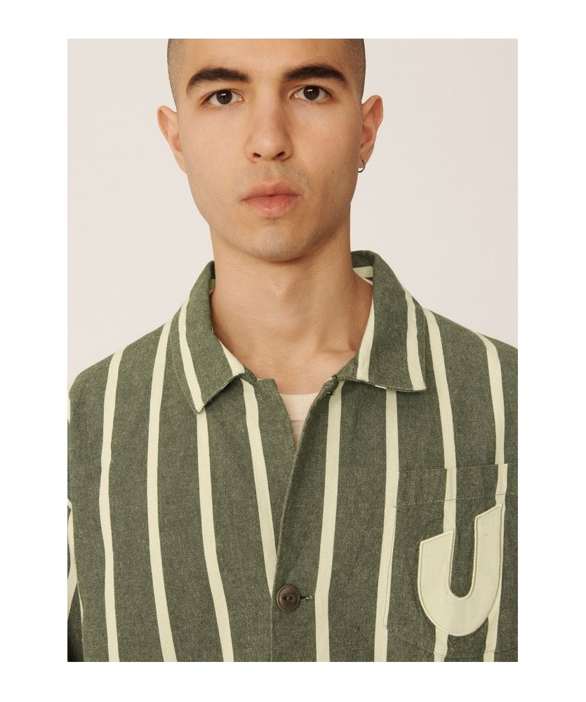 YMC Striped Refs Jacket Rain Forest / Cannoli Cream