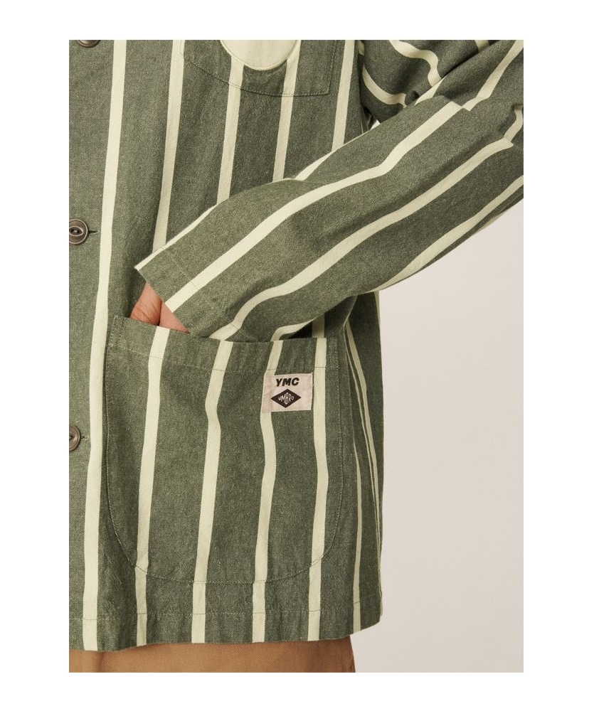 YMC Striped Refs Jacket Rain Forest / Cannoli Cream