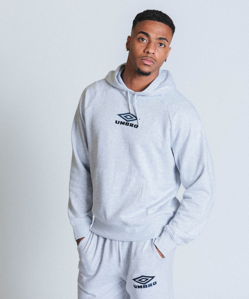 ICONIC HOODIE ICE MARL / DARK NAVY