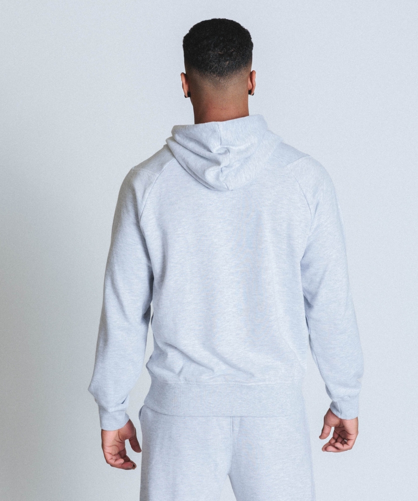 ICONIC HOODIE ICE MARL / DARK NAVY