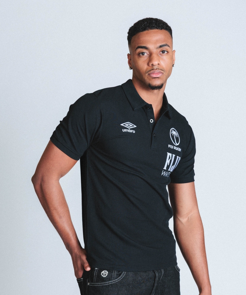 Polo Umbro Fiji Rugby 2025 Pink Polo Black