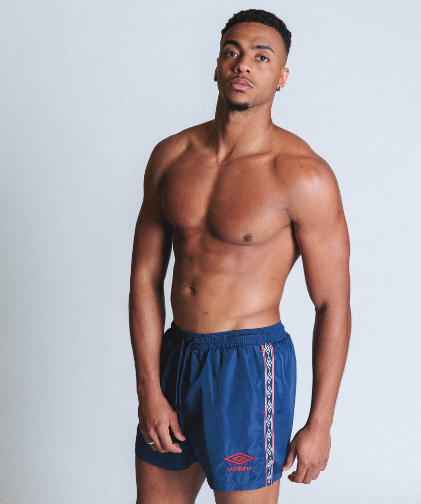 Roupa de banho Umbro Swim gravado Blue Indigo / Fiery Vermelho / Branco