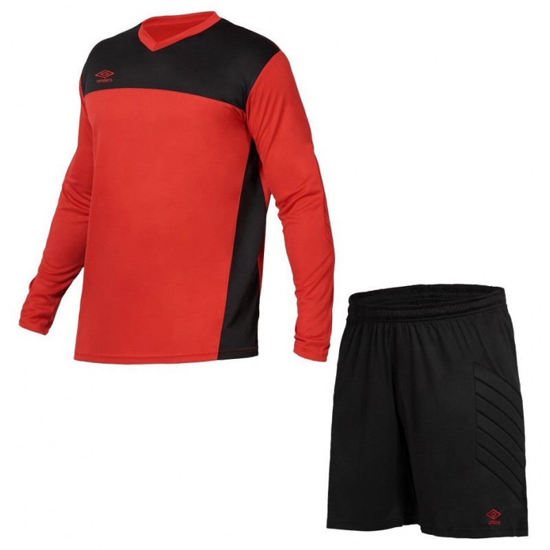 Umbro Hero Junior Torwartset T-Shirt + Shorts Rot / Schwarz