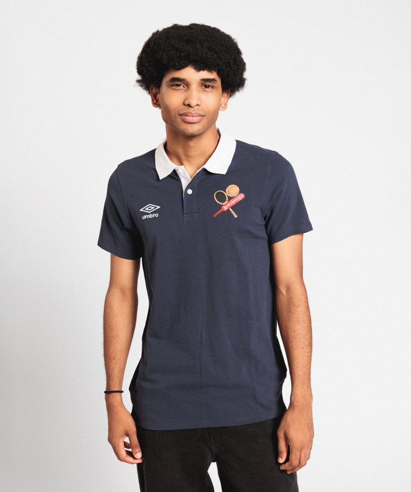 Polo Umbro Leixões Contrast Pique Navy / White