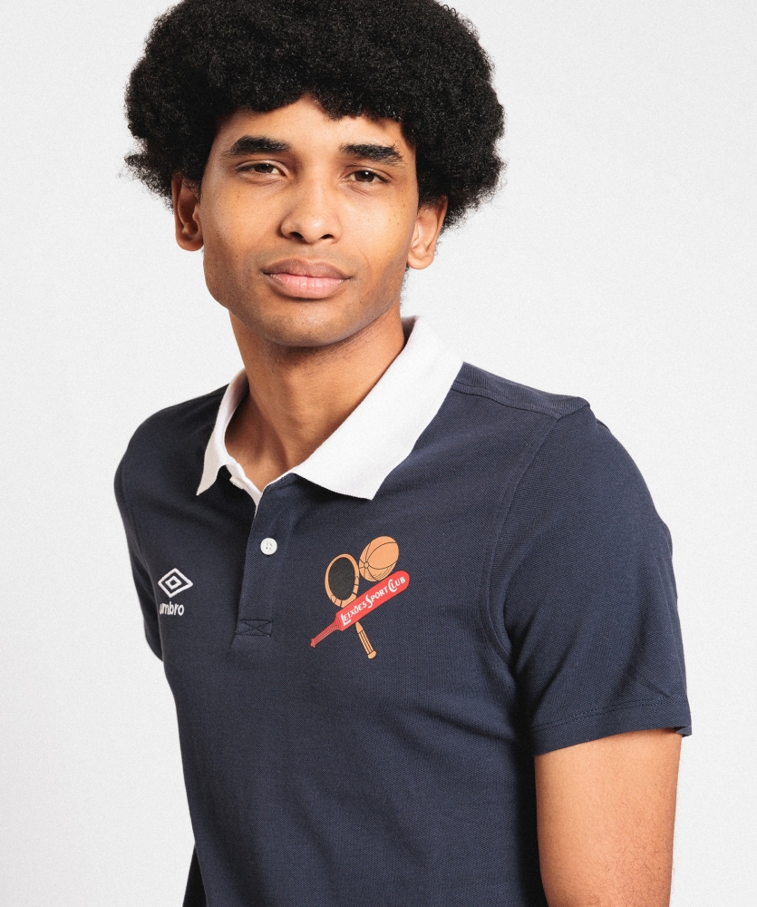 Polo Umbro Leixões Contrast Pique Navy / White
