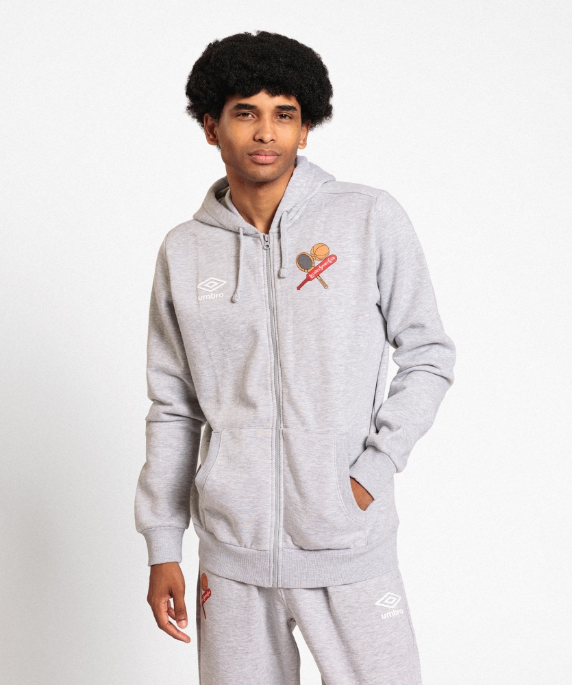 Chaqueta Umbro Leixões Wardrobe Zip Hoodie Small Logo Grey / White / Grey