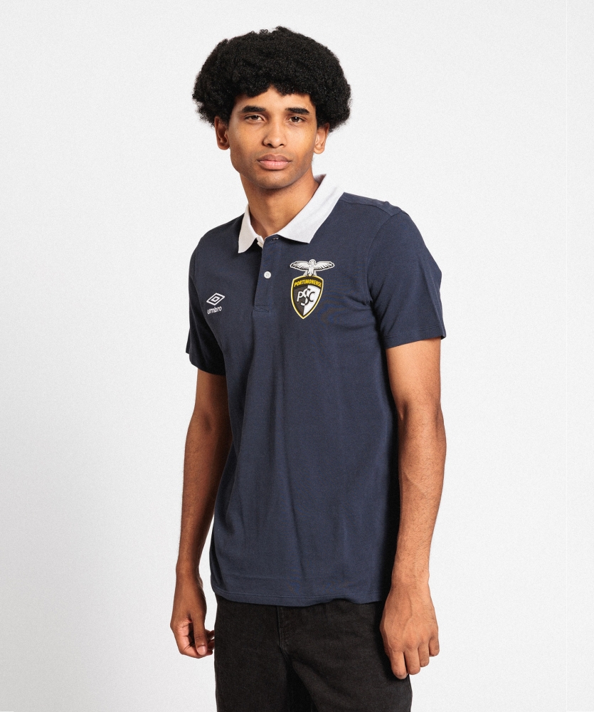 Polo Umbro Portimonense Contrast Pique Navy / White