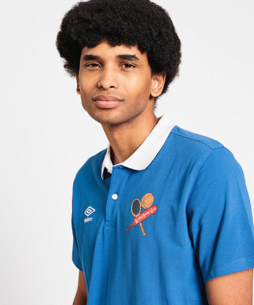 Polo Umbro Leixões Contrast Pique Blue / White